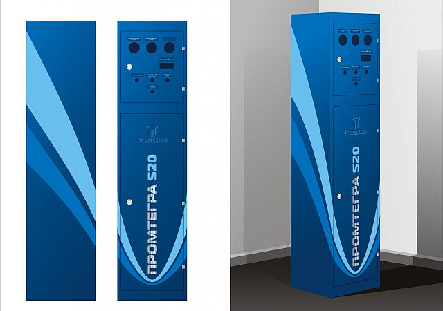 На фотографии разработаный дизайн, оформление металлического шкафа генератора азота веб студией VDcom.